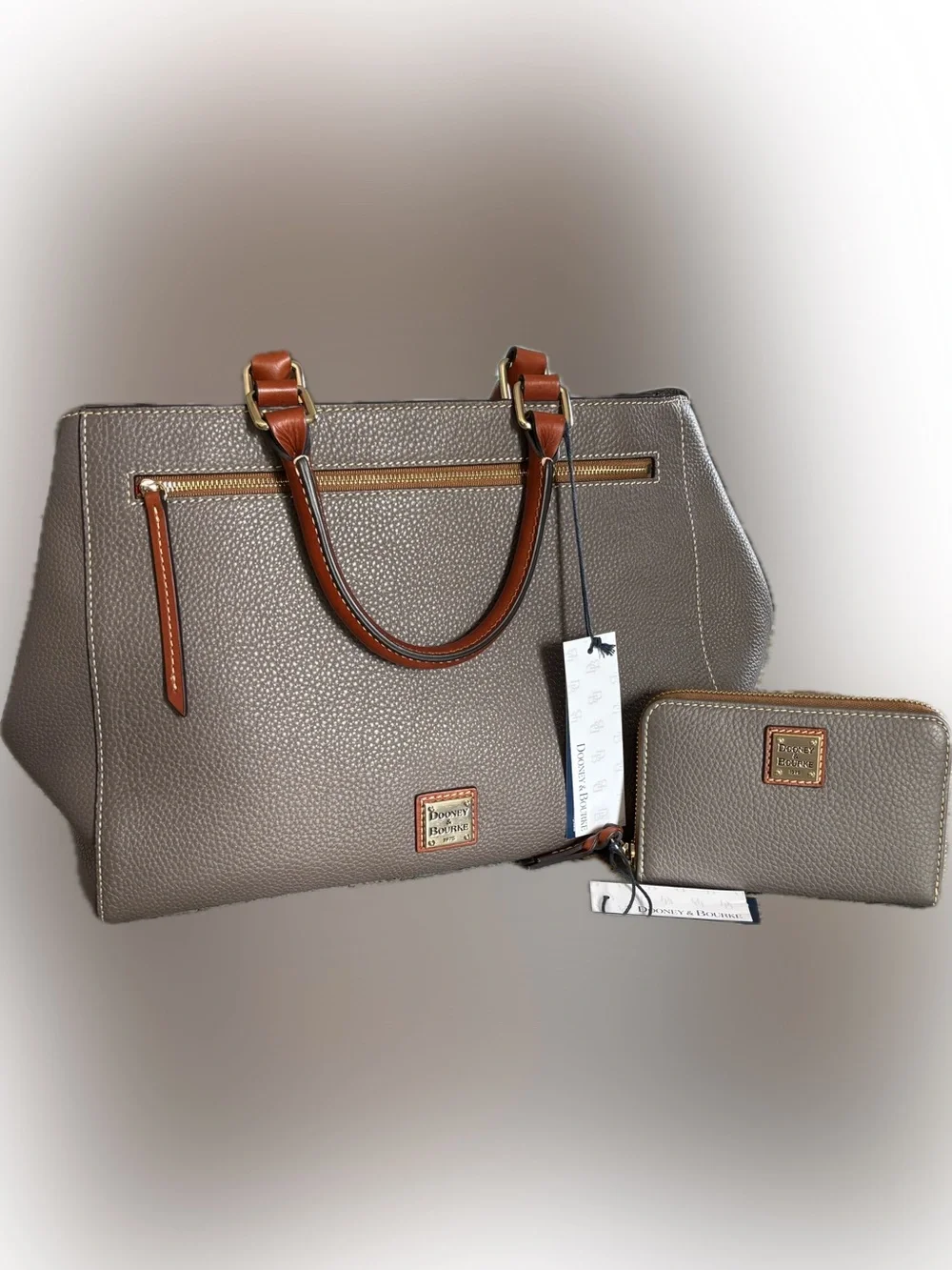 Dooney & Bourke Pebble Grain Leather Satchel and Wallet Set